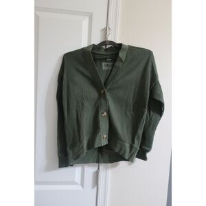 Point Collection Green Waffle V-neck Cardigan Small EUC